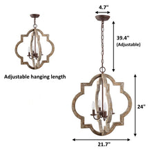 Charger l'image dans la galerie, Vintage Wood Pendant Light Dimensions