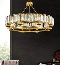 Charger l'image dans la galerie, Large Multi-Bulb Glass Crystal Chandelier