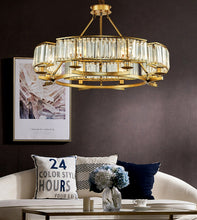 Charger l'image dans la galerie, Glass Chandelier with Gold Finish for Living Rooms
