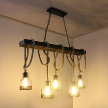 Load image into Gallery viewer, Reuben - Rustic Wood Beam and Rope Chandelier