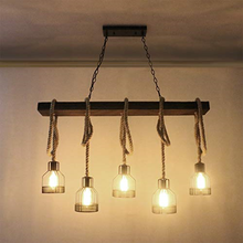 Load image into Gallery viewer, Reuben - Rustic Wood Beam and Rope Chandelier