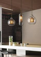 Load image into Gallery viewer, vintage farmhouse chic brass and glass pendant lights