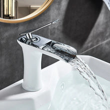 Load image into Gallery viewer, Modern White and Chrome Waterfall faucet single handle