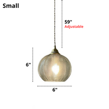 Load image into Gallery viewer, Small Leaf Pattern Glass Pendant Light Dimensions
