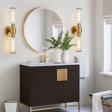 Load image into Gallery viewer, Gold two-bulb fluted glass modern style vanity lighting
