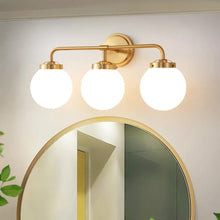 Load image into Gallery viewer, Modern Style Three Bulb Glass Globe Vanity Light
