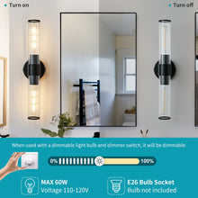 Load image into Gallery viewer, Two-Bulb Fluted Glass Wall/Vanity Sconce
