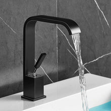 Load image into Gallery viewer, black curved modern style bathroom faucet
