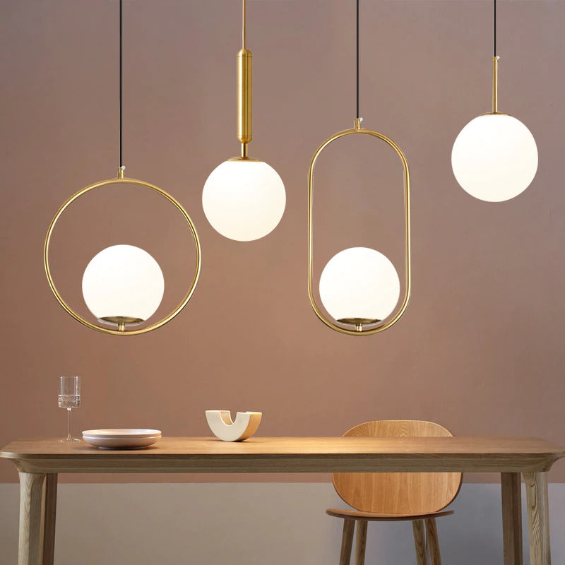 frosted glass globe Nordic pendant lights