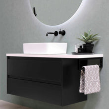 Load image into Gallery viewer, Black finish wall mounted powder room faucet
