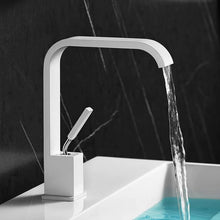 Load image into Gallery viewer, white curved modern style bathroom faucet
