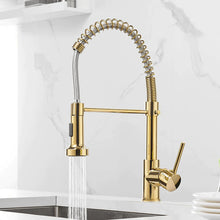 Load image into Gallery viewer, polished gold single hole spring kitchen faucet
