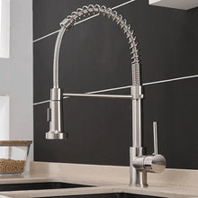 Load image into Gallery viewer, brushed nickel single hole pull out kitchen faucet
