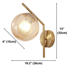 Load image into Gallery viewer, Modern Glass Globe Wall Sconce Dimensions
