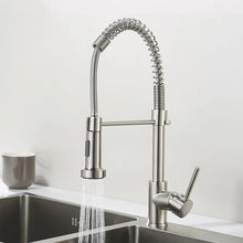 Load image into Gallery viewer, brushed nickel brass dual flow kitchen faucet
