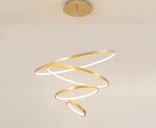 Load image into Gallery viewer, four ring gold led ring chandelier
