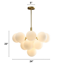 Load image into Gallery viewer, Hale Frosted Glass Chandelier Dimensions
