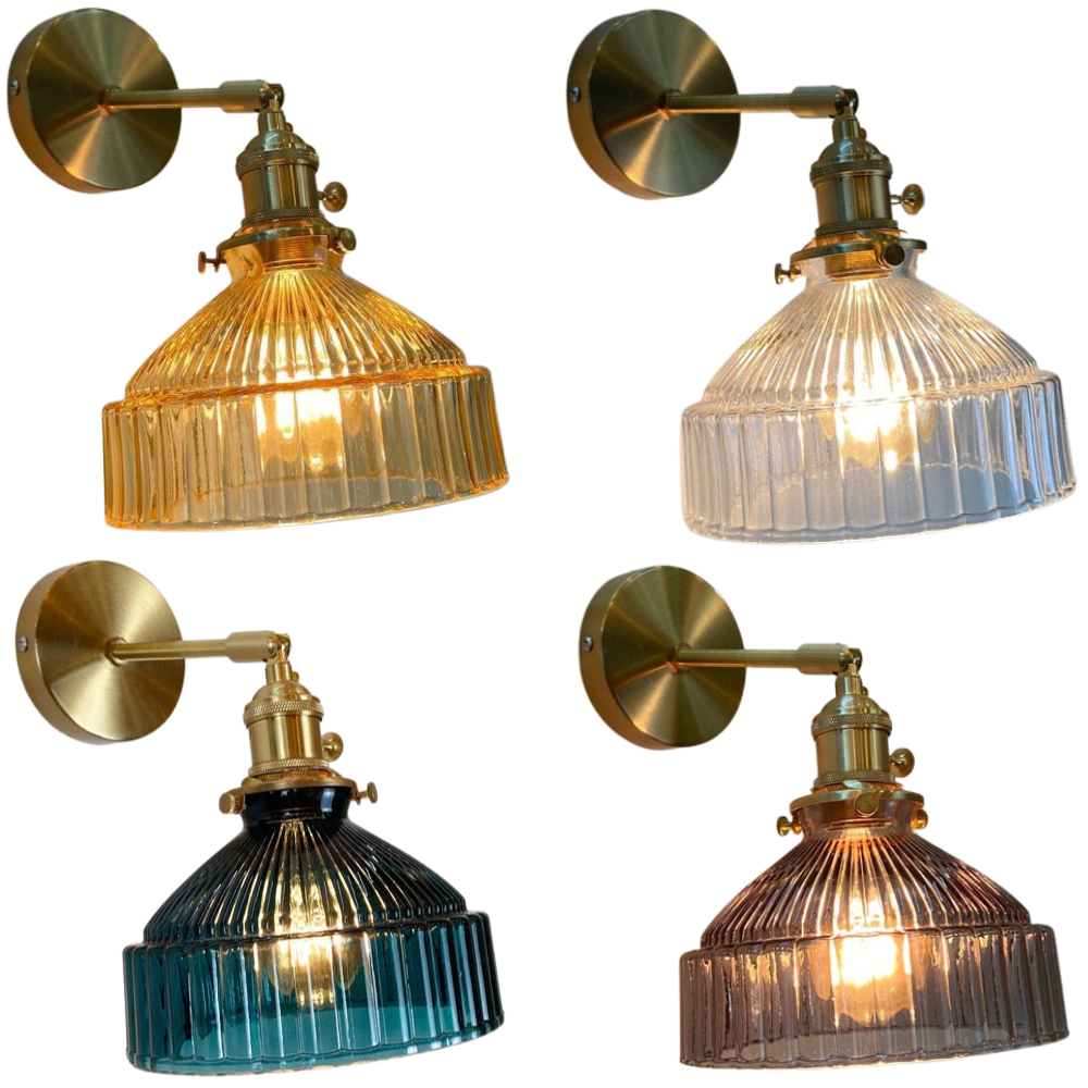 colorful vintage textured glass wall sconces
