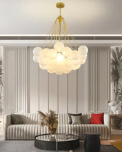 Load image into Gallery viewer, Contemporary European glass globe chandelier in gold
