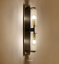 Load image into Gallery viewer, Copper &amp; Glass Column Wall Sconce
