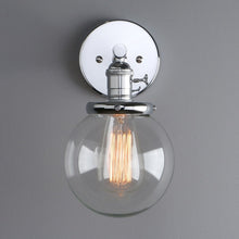 Load image into Gallery viewer, retro chrome glass globe wall sconce
