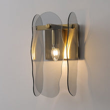 Load image into Gallery viewer, modern smooth glass wall sconce with copper frame
