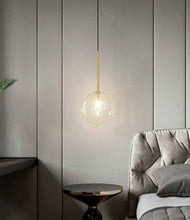 Load image into Gallery viewer, minimalist brass modern LED bedside pendant light
