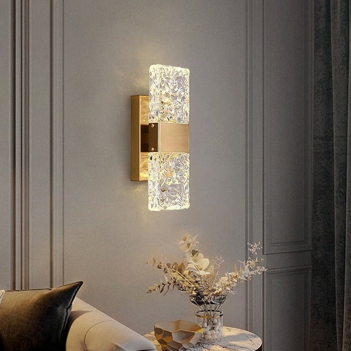 modern textured glass crystal wall sconce