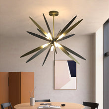 Load image into Gallery viewer, Black and brass art deco modern chandelier
