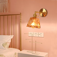 Load image into Gallery viewer, bedside amber glass retro wall lamps
