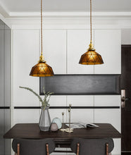 Load image into Gallery viewer, amber red nordic stained glass pendant lights
