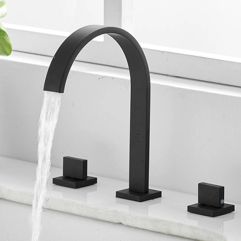 curved gooseneck bathroom faucet in black