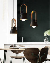 Load image into Gallery viewer, matte black wood nordic pendant lights

