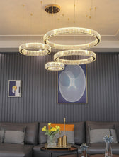 Load image into Gallery viewer, Luxury multi-ring glass crystal chandelier
