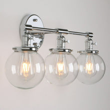 Load image into Gallery viewer, retro chrome three bulb vintage style wall sconce
