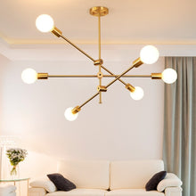 Load image into Gallery viewer, rotatable brass multi-bulb chandelier
