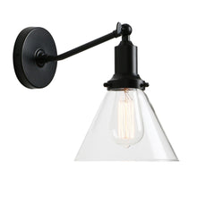 Load image into Gallery viewer, glass lampshade and black finish contemporary wall sconce
