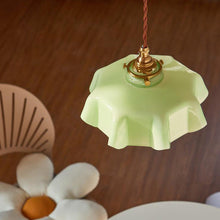 Load image into Gallery viewer, flower green glass retro pendant light
