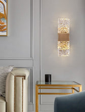 Load image into Gallery viewer, copper and glass elegant mid-century modern wall sconce
