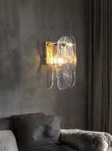 Load image into Gallery viewer, natural textured hand-cut glass wall sconce
