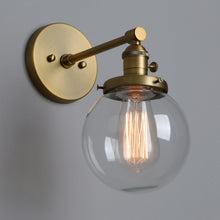 Load image into Gallery viewer, brass dial switch rustic wall sconce
