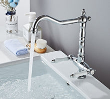 Load image into Gallery viewer, two handle farmhouse rustic chrome bathroom faucet
