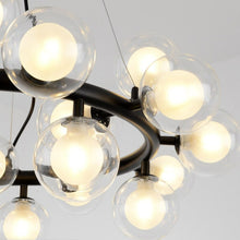 Load image into Gallery viewer, clear glass black multi bulb modern chandelier
