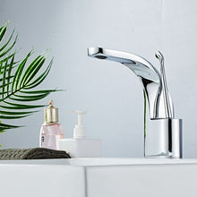 Load image into Gallery viewer, Chrome curved modern basin faucet for powder room
