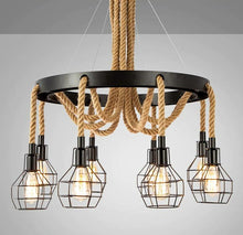 Load image into Gallery viewer, vintage industrial rope chandelier
