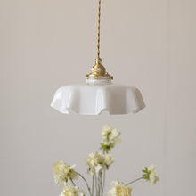 Load image into Gallery viewer, white draped glass flower pendant light
