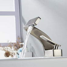 Load image into Gallery viewer, brushed nickel modern curved bathroom faucet
