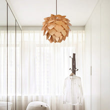 Load image into Gallery viewer, Handcrafted Wood Pinecone Pendant Light

