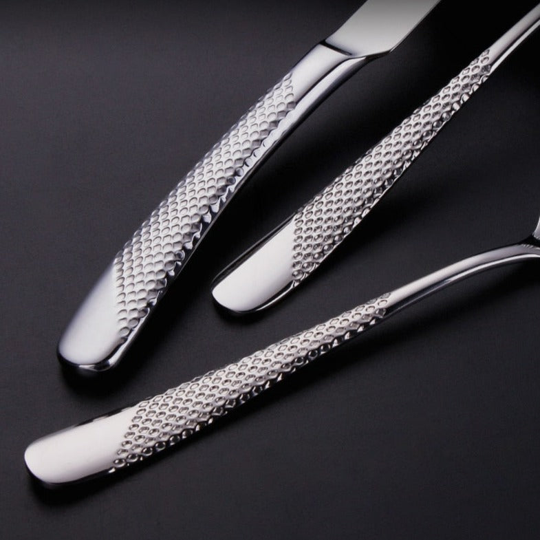 Luxury Textured Handle Silverware Set – Focal Decor