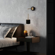 Load image into Gallery viewer, black and brass wall bedside wall lamp
